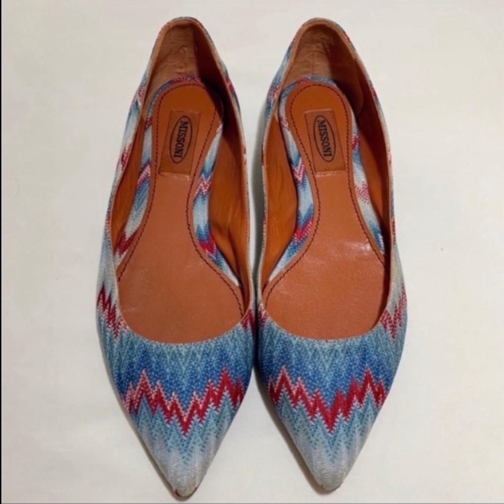 Missoni Women’s Blue and Red Zigzag Flats